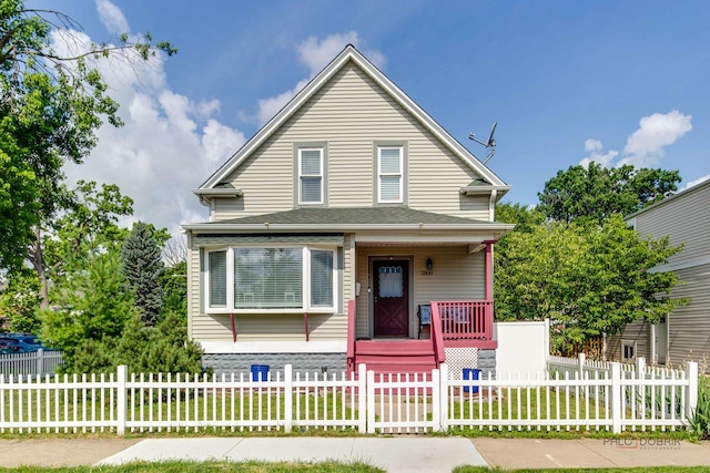 2800 Auxplaines Ave, River Grove, IL 60171 - view of front of home with covered porch and a fenced front yard