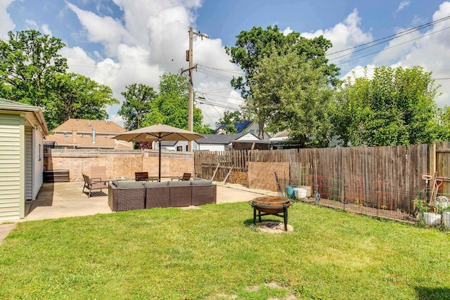 2800 Auxplaines Ave, River Grove, IL 60171 - fenced backyard featuring an outdoor living space with a fire pit and a patio