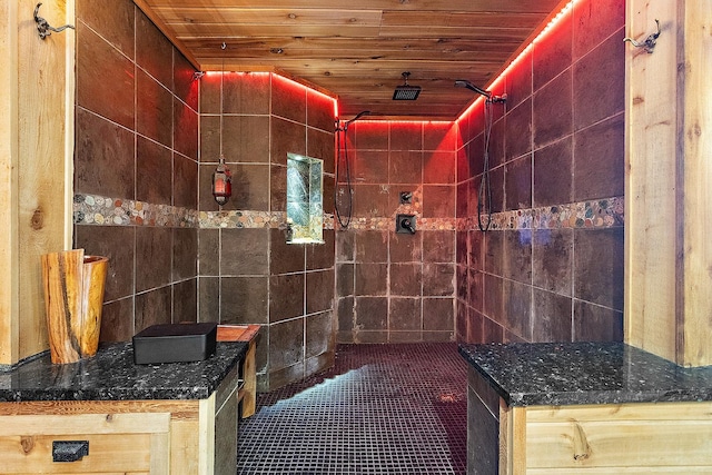 1108 Plaza Dr, New Lenox, IL 60451 - full bath featuring a tile shower and wood ceiling