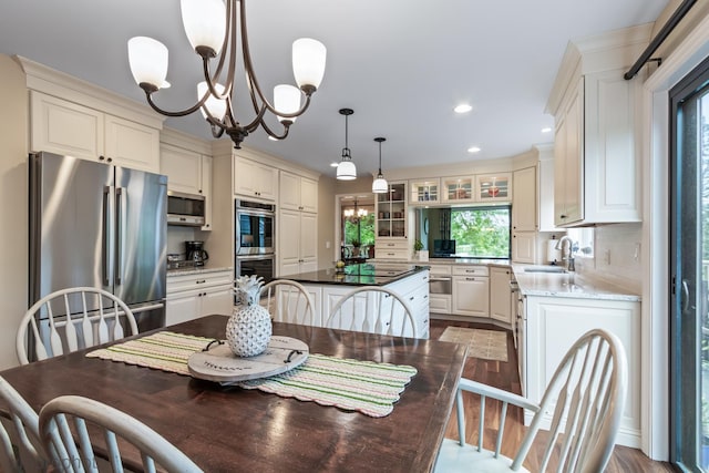 285 N Bay Ct, Lake Barrington, IL 60010 - dining room with a chandelier, recessed lighting, and wood finished floors