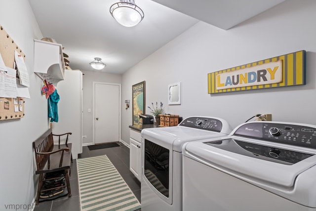 285 N Bay Ct, Lake Barrington, IL 60010 - laundry room featuring separate washer and dryer and dark tile patterned floors