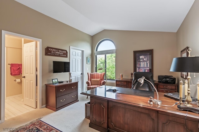 285 N Bay Ct, Lake Barrington, IL 60010 - home office featuring vaulted ceiling and light carpet
