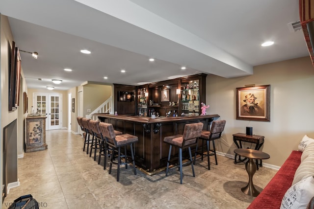 285 N Bay Ct, Lake Barrington, IL 60010 - indoor bar featuring stairway, recessed lighting, and french doors