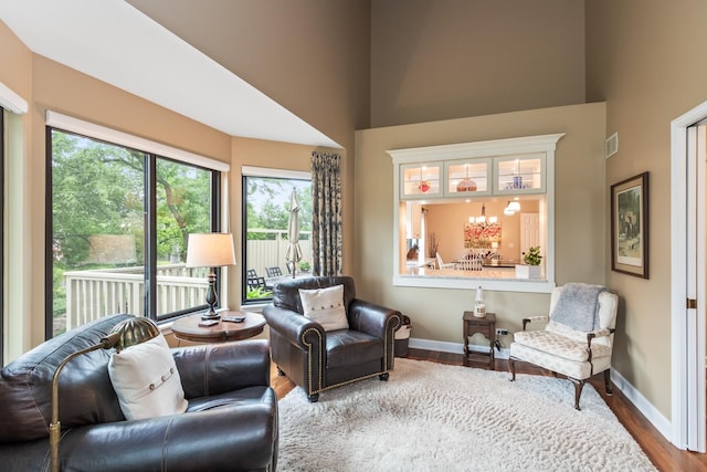 285 N Bay Ct, Lake Barrington, IL 60010 - living room with wood finished floors and a towering ceiling