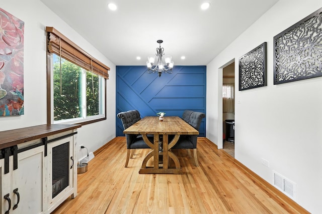 5721 W 88th Pl, Oak Lawn, IL 60453 - dining area with light wood finished floors, recessed lighting, and a chandelier