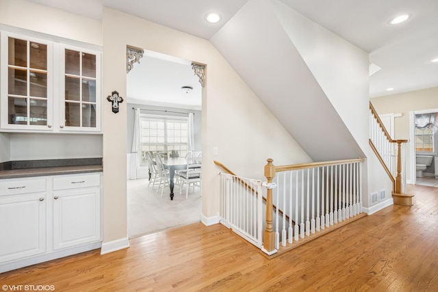 1755 Goldsboro Ln, Crystal Lake, IL 60014 - corridor with light wood-style floors, healthy amount of natural light, recessed lighting, and an upstairs landing