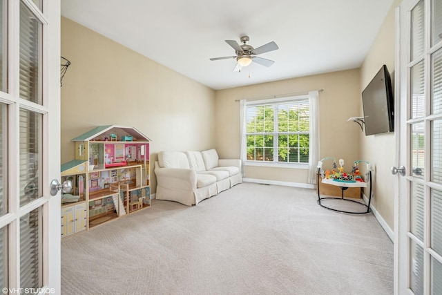 1755 Goldsboro Ln, Crystal Lake, IL 60014 - living area with carpet flooring and ceiling fan