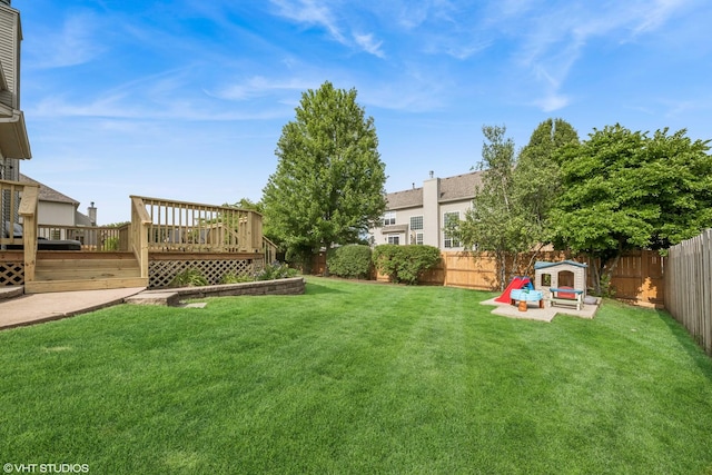 1755 Goldsboro Ln, Crystal Lake, IL 60014 - fenced backyard featuring a deck