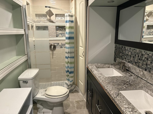 11071 E Fisher Rd, Rochelle, IL 60168 - bathroom with a stall shower, double vanity, and tasteful backsplash