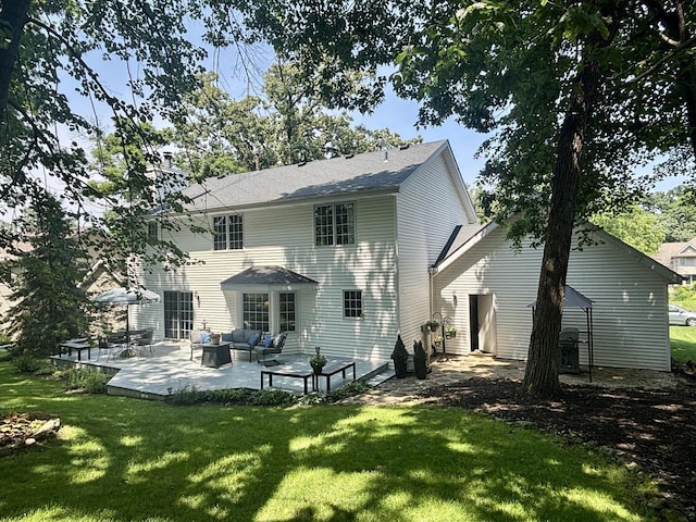 120 Colebrook Pl, Rockton, IL 61072 - rear view of property with an outdoor living space, a lawn, and a patio