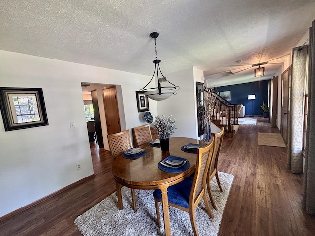 120 Colebrook Pl, Rockton, IL 61072 - dining space featuring stairway, wood finished floors, and a textured ceiling