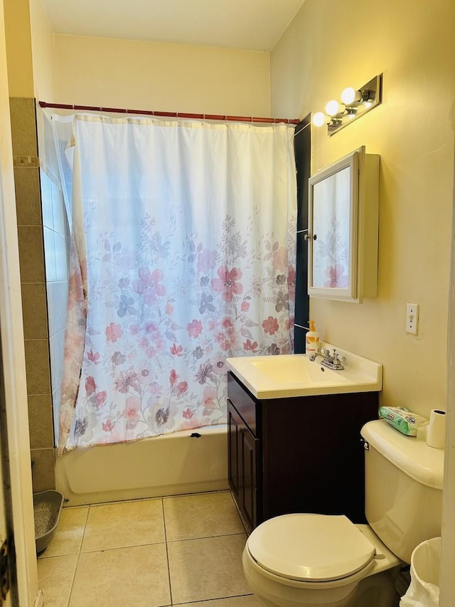 5424 S Winchester Ave, Chicago, IL 60609 - full bathroom with vanity, shower / bath combination with curtain, and tile patterned flooring