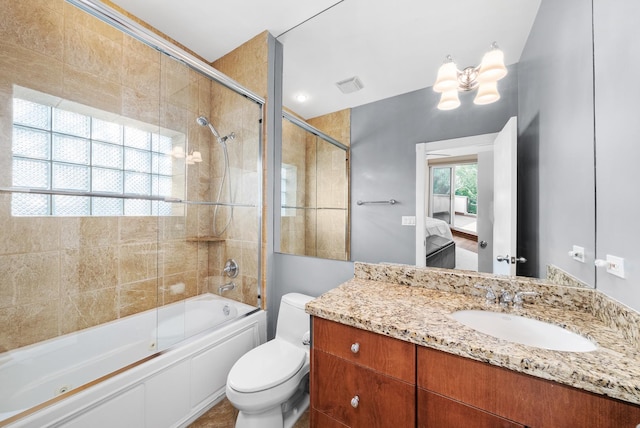 2031 W Saint Paul Ave Unit 2W, Chicago, IL 60647 - bathroom featuring a combined bath / shower with jetted tub, vanity, and a chandelier