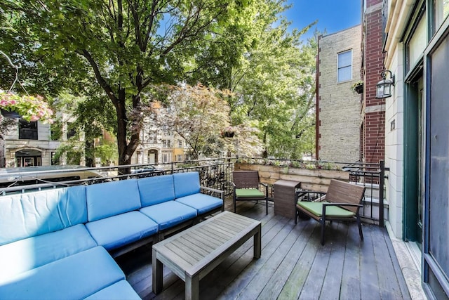 2145 W Crystal St Unit 1, Chicago, IL 60622 - wooden terrace with outdoor lounge area