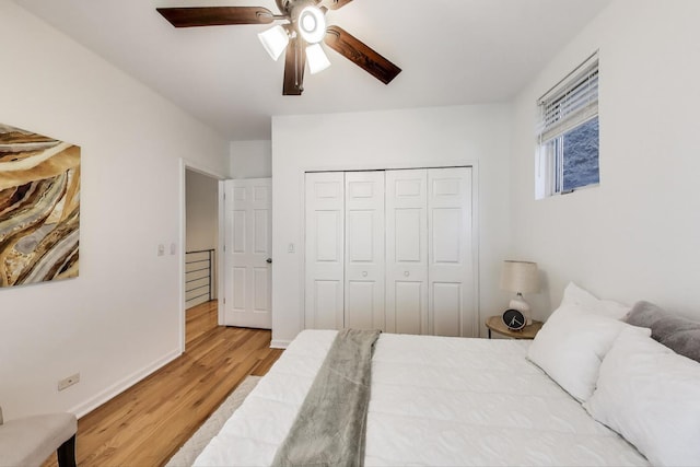 2145 W Crystal St Unit 1, Chicago, IL 60622 - bedroom with wood finished floors, a closet, and ceiling fan