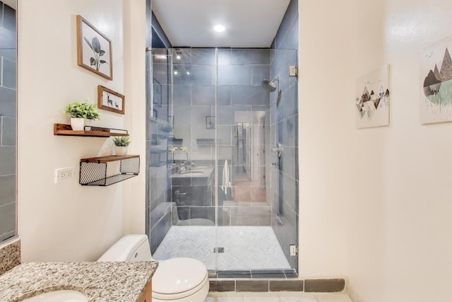 2145 W Crystal St Unit 1, Chicago, IL 60622 - full bath featuring vanity, a shower stall, and recessed lighting