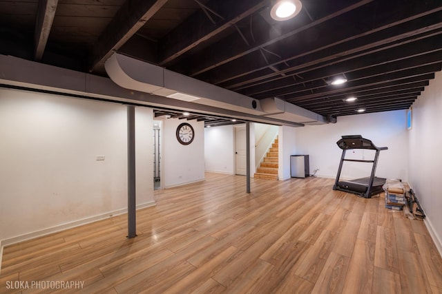 531 Rockland Rd, Crystal Lake, IL 60014 - finished basement with stairway and wood finished floors