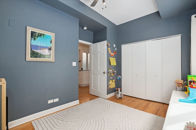 3316 N Leavitt St Unit 2, Chicago, IL 60618 - bedroom with light wood-style flooring, a closet, and a ceiling fan