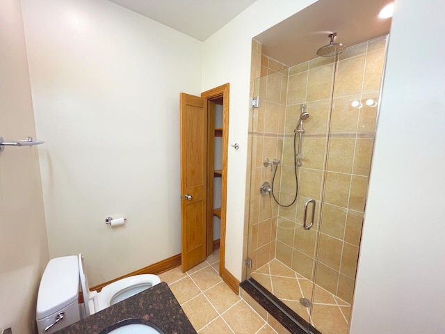 5064 W Agatite Ave Unit 3, Chicago, IL 60630 - bathroom featuring a stall shower, tile patterned flooring, and vanity