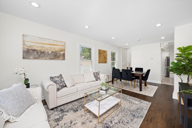 10846 S Sacramento Ave, Chicago, IL 60655 - living room featuring dark wood-type flooring and recessed lighting