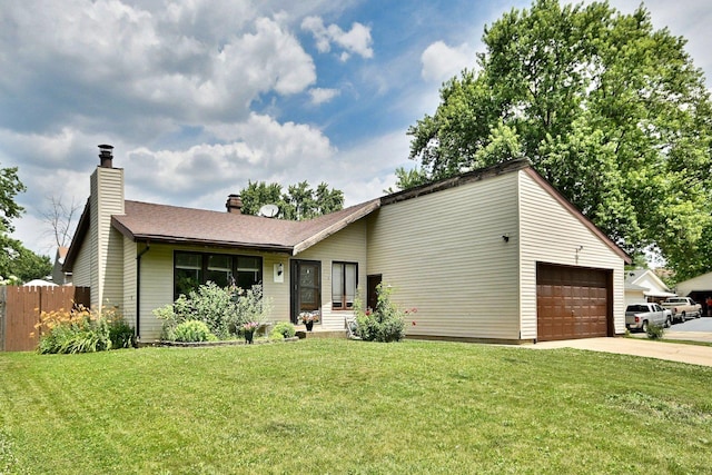 518 Emerson Cir, Bolingbrook, IL 60440 - mid-century home with a chimney, concrete driveway, and a garage
