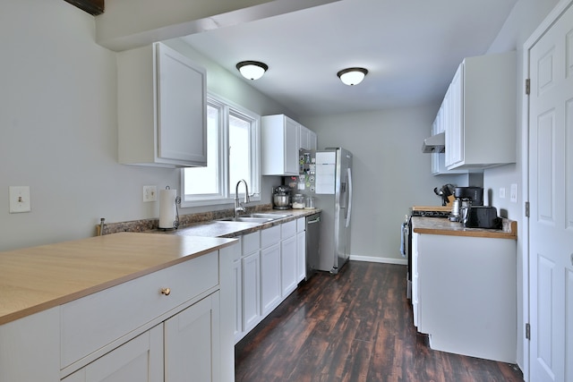 518 Emerson Cir, Bolingbrook, IL 60440 - kitchen featuring gas range oven, dishwasher, refrigerator with ice dispenser, dark wood finished floors, and range hood