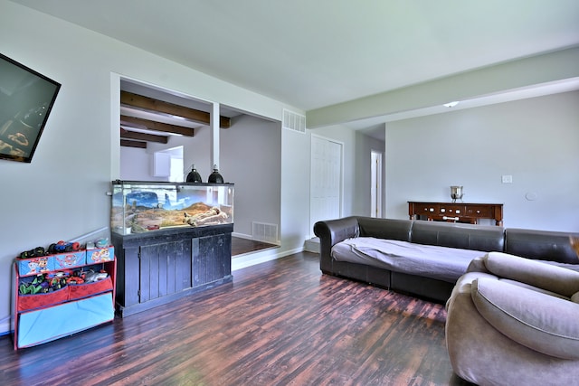 518 Emerson Cir, Bolingbrook, IL 60440 - living room with wood finished floors and beamed ceiling