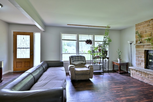 518 Emerson Cir, Bolingbrook, IL 60440 - living area with wood finished floors and a fireplace