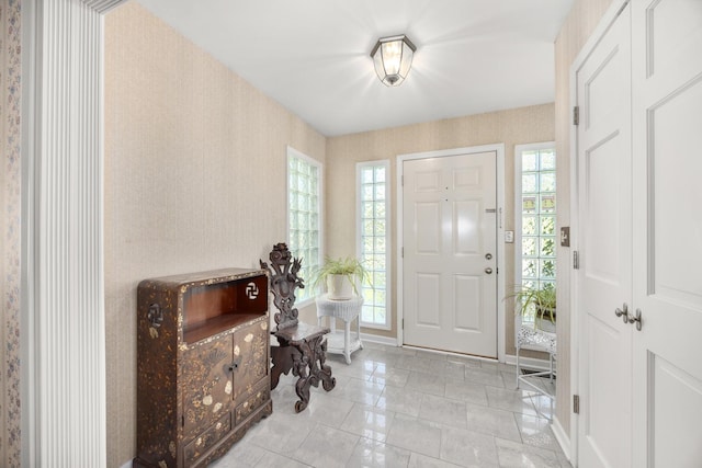 401 Greenwood Rd, Glenview, IL 60025 - tiled entrance foyer featuring wallpapered walls
