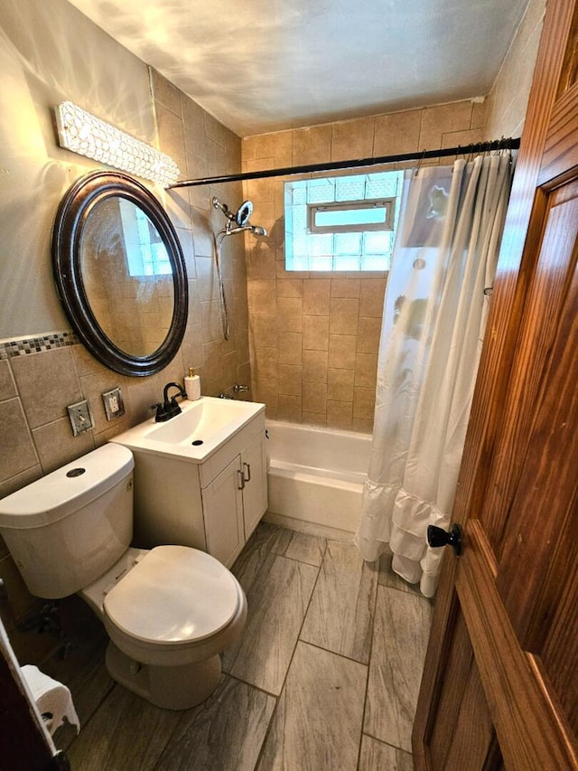 355 Oswego St, Park Forest, IL 60466 - full bath with shower / bath combo with shower curtain, tile walls, and vanity