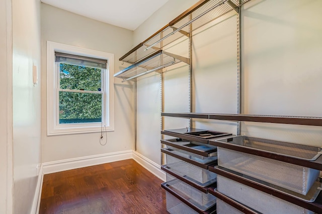 4640 N Kenmore Ave Unit 2S, Chicago, IL 60640 - walk in closet featuring dark wood-style floors