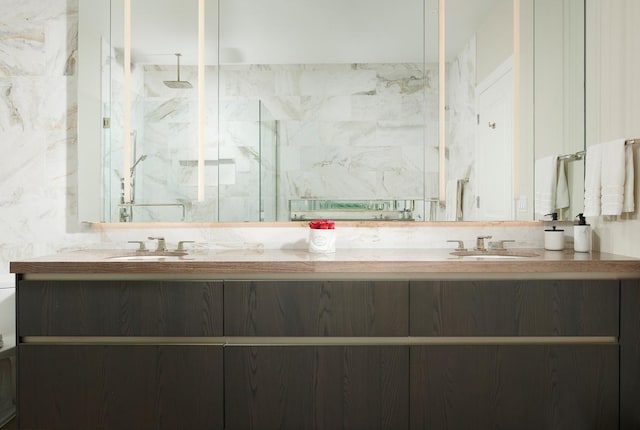 363 E Wacker Dr Unit 3303, Chicago, IL 60601 - bathroom with a marble finish shower and double vanity