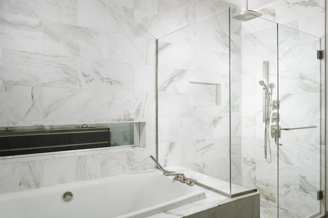 363 E Wacker Dr Unit 3303, Chicago, IL 60601 - full bathroom with a marble finish shower, a bath, and vanity