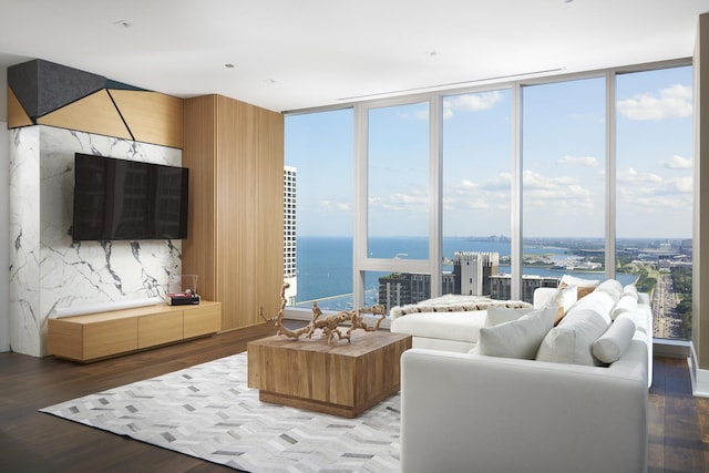 363 E Wacker Dr Unit 3303, Chicago, IL 60601 - living area featuring expansive windows, healthy amount of natural light, and wood finished floors