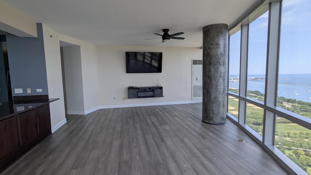 1211 S Prairie Ave Unit 2904, Chicago, IL 60605 - unfurnished living room featuring ceiling fan and dark wood-style floors