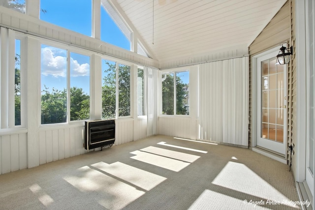 32756 N Stone Manor Dr, Grayslake, IL 60030 - unfurnished sunroom featuring lofted ceiling and heating unit