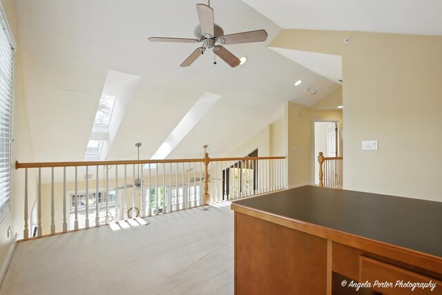 32756 N Stone Manor Dr, Grayslake, IL 60030 - hall with a skylight and high vaulted ceiling