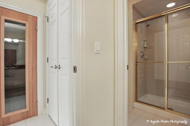 32756 N Stone Manor Dr, Grayslake, IL 60030 - bathroom featuring tile patterned floors and a shower stall