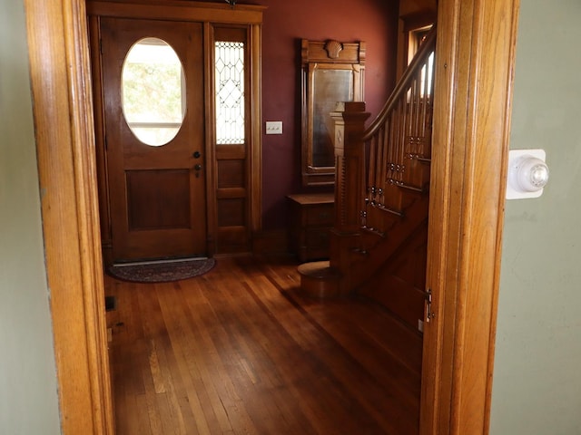 303 N Walnut St, Wenona, IL 61377 - foyer entrance with hardwood / wood-style floors and stairway