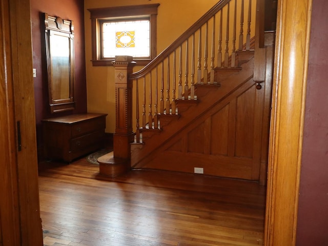303 N Walnut St, Wenona, IL 61377 - staircase with hardwood / wood-style floors