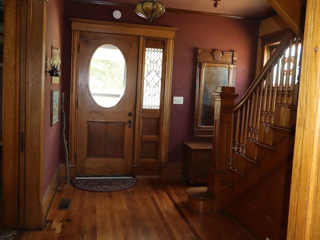 303 N Walnut St, Wenona, IL 61377 - entryway with hardwood / wood-style flooring and stairs