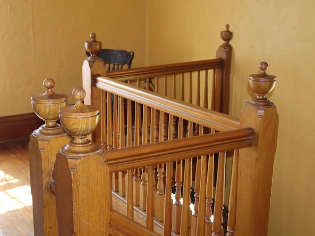 303 N Walnut St, Wenona, IL 61377 - staircase with wood finished floors