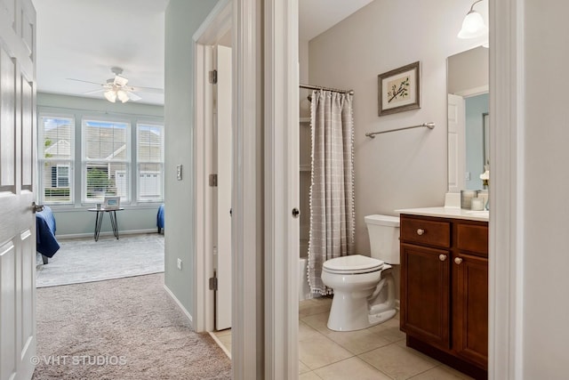 4015 Chesapeake Ln, Naperville, IL 60564 - bathroom with ceiling fan, vanity, and shower / tub combo