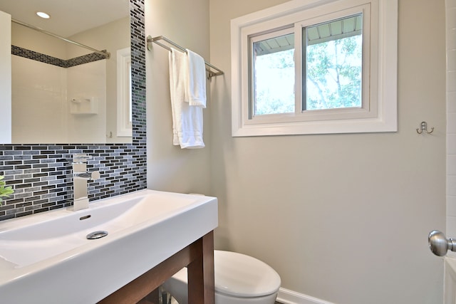 300 Duane St Unit 6, Glen Ellyn, IL 60137 - bathroom with backsplash, a shower, and vanity