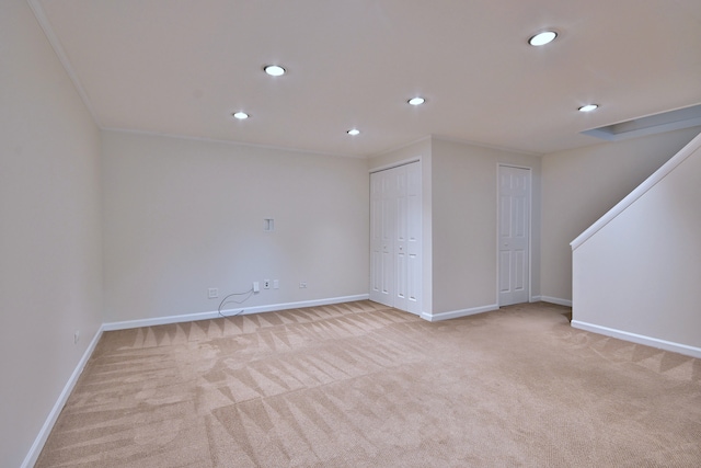 300 Duane St Unit 6, Glen Ellyn, IL 60137 - spare room with light colored carpet, recessed lighting, and stairway