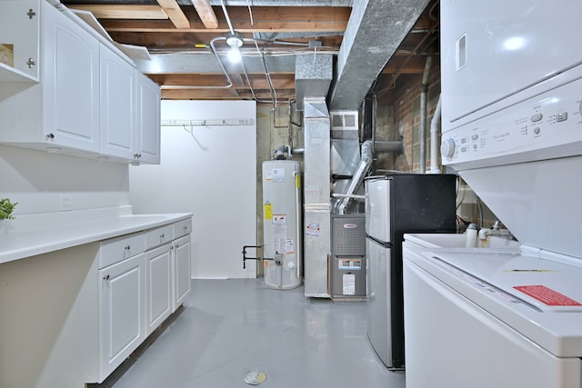 300 Duane St Unit 6, Glen Ellyn, IL 60137 - unfinished basement featuring stacked washer / drying machine and water heater