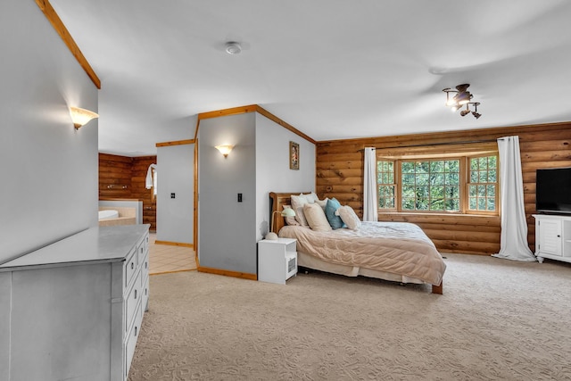 3903 Niblick Ct, Crystal Lake, IL 60012 - bedroom featuring log walls and light colored carpet