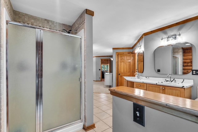 3903 Niblick Ct, Crystal Lake, IL 60012 - full bath with tile patterned floors, a shower stall, and double vanity