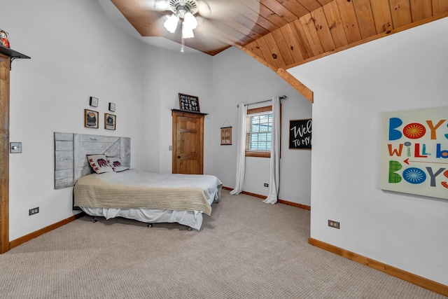 3903 Niblick Ct, Crystal Lake, IL 60012 - carpeted bedroom with lofted ceiling, wood ceiling, and a ceiling fan