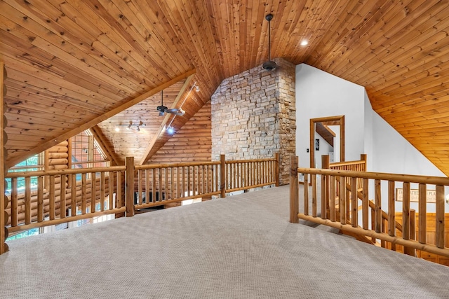 3903 Niblick Ct, Crystal Lake, IL 60012 - additional living space featuring wood ceiling, carpet flooring, and high vaulted ceiling
